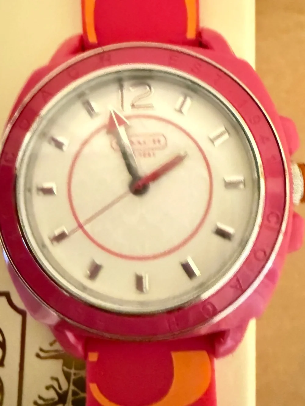 Coach EST. 1941 Pink Signature C Silicone Strap Quartz Watch w/ Box New NOS